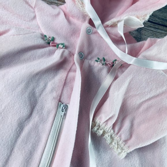 Vintage Baby Bliss Pink Flannel Sack & Bow - Picture 8 of 9